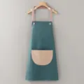 Waterproof kitchen apron with pockets, oil-proof work apron for cooking and baking. - Blue