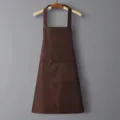 Delantal de cocina marrón impermeable, ropa de trabajo sin mangas resistente al aceite con bolsillos. - Liso / Café