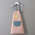 Grembiule da pittura impermeabile per bambini rosa con tasca blu e bretelle regolabili. - Grembiule Blocco Colore Pelle Rosa-Blu (Tavolozza)