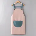 Wasserdichte Küchenschürze mit Taschen, rosa und blaue ölabweisende Arbeitsschürze zum Kochen. - Rosa Einfarbig