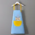 Grembiule da pittura impermeabile per bambini, blu e giallo con simpatico cervo per arte. - Grembiule Blocco Colore Blu-Giallo (Cervo)
