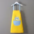 Grembiule da pittura impermeabile per bambini con stampa animale e bretelle regolabili. - Grembiule Blocco Colore Giallo-Blu (Orso)