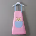 Grembiule impermeabile rosa per bambini con tasca blu, simpatico design di cervo per pittura. - Grembiule Blocco Colore Rosa-Blu (Cervo)