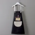 Grembiule da pittura impermeabile per bambini con grazioso cervo e comoda tasca. - Grembiule Blocco Colore Nero-Grigio (Cervo)