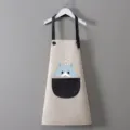 Grembiule d'arte impermeabile per bambini con simpatico animale tasca nera e cinghie regolabili. - Grembiule Blocco Colore Grigio-Nero (Orso)