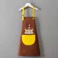 Simpatico grembiule da pittura impermeabile marrone per bambini con tasca gialla e cinghie. - Grembiule Blocco Colore Marrone-Giallo (Cervo)