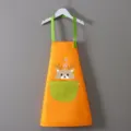 Grembiule impermeabile per bambini con cervo, bretelle regolabili e tasca per pittura. - Grembiule Blocco Colore Arancione-Verde (Cervo)