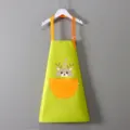 Grembiule da pittura impermeabile per bambini con cervo carino e tasca arancione per mangiare. - Grembiule Blocco Colore Verde-Arancione (Cervo)