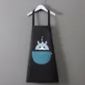 Grembiule da pittura impermeabile per bambini con tasca a cartone animato, grembiule nero. - Grembiule Blocco Colore Nero-Blu (Orso)