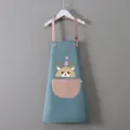 Grembiule impermeabile per bambini con simpatico cervo, tasca rosa e spallacci regolabili. - Grembiule Blocco Colore Pelle Blu-Rosa (Cervo)