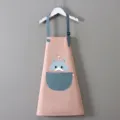 Grembiule pittura impermeabile bimbi, design cartone rosa con tasca blu e bretelle regolabili. - Grembiule Blocco Colore Pelle Rosa-Blu (Orso)