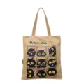 Grand sac cabas en toile capacité mode mignon chat noir imprimer sac à bandoulière - Kaki