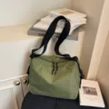 Casual green grid crossbody shoulder bag for women, stylish large capacity tote handbag new. - Matcha Green