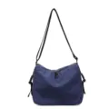 Casual blue grid shoulder bag, stylish crossbody bag for women, comfortable large daily tote. - Haze Blue