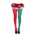 Primer plano de medias festivas de bloques de color rojo y verde con falda con volantes. - Talla única / Bottoms / Rojo & Verde