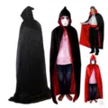 Halloween capa con capucha doble capa rojo negro disfraz vampiro cosplay capa - 90cm / Bata / Capa de una Sola Capa con Cuello Alzado