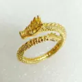 Exquisite gold plated dragon open ring for men and women, stylish finger jewelry accessory. - Gold Left Tail Style / Size 11