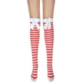 Red and white striped over the knee high socks with white bow detail for costume dress up - One Size / Red And White Striped With White Bow