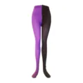 Medias bicolores divididas, pantimedias moradas y negras para fiesta de carnaval y cosplay. - Talla única / Bottoms / Púrpura & Negro