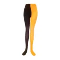 Medias bicolores divididas, leggings con bloques de color negro y naranja para fiestas. - Talla única / Bottoms / Negro & Naranja