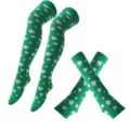 Bellissime calze alte verdi di San Patrizio con motivo trifoglio per festa set - Calze Sopra Il Ginocchio E Maniche A Trifoglio Verde
