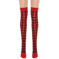 Calcetines altos de rombos rojo y negro Halloween fiesta cosplay medias por encima rodilla - Rombos Rojos