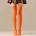 Calcetines largos lisos por encima de la rodilla, ideales para estilo JK y cosplay. - Talla única / Calcetines Largos Naranjas