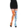 Calcetines altos de lunares coloridos para disfraz de fiesta de Halloween, asimetrico. - Payaso Azul Naranja