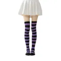 Mujeres morado negro a rayas sobre la rodilla calcetines largos fiesta cosplay - Rayas Anchas Negras y Moradas