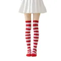 Calcetines altos a rayas rojas y blancas medias hasta el muslo fiesta cosplay. - Rayas anchas rojas y blancas