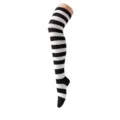 Calcetines largos a rayas blancas y negras para mujer fiesta cosplay, tejido suave. - Rayas Anchas Blancas y Negras