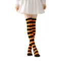 Halloween calcetines largos por encima de la rodilla a rayas negras y naranjas para mujer - Rayas Anchas Negras y Naranjas