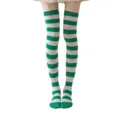 Calcetines largos a rayas verdes y blancas para mujer fiesta cosplay Halloween Navidad. - Rayas Anchas Verdes y Blancas