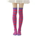 Calcetines altos a rayas moradas y rosas de mujer para fiesta cosplay de Halloween largos - Rayas Anchas Moradas y Rojo Rosa
