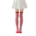 Calcetines altos de rayas rojas y blancas para mujeres, estilo cosplay ideal. - Rayas finas rojas y blancas