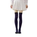 Calcetines altos de rayas negras y moradas para mujer, perfectos para Halloween y fiestas cosplay. - Rayas Finas Negro Púrpura