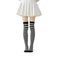 Calcetines altos a rayas blanco y negro para mujer, medias de fiesta cosplay - Rayas Finas Blancas y Negras