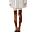 Calcetines altos a rayas de Halloween para mujer, medias negras y naranjas para fiestas. - Rayas Finas Negras y Naranjas