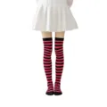Calcetines altos a rayas negras y rosas para mujer, medias ideales para la fiesta. - Rayas Finas Negras y Rojo Rosa