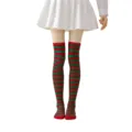 Calcetines largos a rayas de Navidad, medias de fiesta cosplay rojas y verdes para mujer. - Rayas finas rojas y verdes