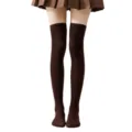 Calcetines largos marrones por encima de la rodilla, lisos para cosplay y uso diario casual. - Calcetines Largos Color Café