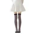 Medias a rayas por encima de la rodilla y falda plisada blanca para fiesta cosplay. - Rayas Finas Negras y Rosa