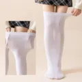 Calcetines largos blancos por encima de la rodilla para mujer, medias de punto liso fiestas. - Calcetines Largos Blancos Talla Grande