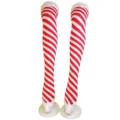 Chaussettes hautes rayées rouge et blanc accessoire de costume de fête de Noël détails - Taille unique / Rayé Fin Rouge Blanc