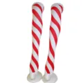 Bas rayés rouges et blancs cuissardes chaussettes festives de noël bas de jambe chauds - Taille unique / Rayé Grossier Rouge Blanc