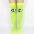 Calcetines altos de momia para Halloween, medias verde neón con ojos divertidos para fiesta. - Calcetines Amarillos Fluorescentes Ojos Grandes
