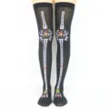 Calcetines negros altos con estampado de esqueleto para accesorios de fiesta de Halloween - Calcetines Esqueleto Nuevos Negros