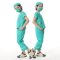 Conjunto de disfraz de cirujano y médico infantil para fiesta cosplay de Halloween. - S / Top y Pantalones / Verde (Veterinario Infantil)