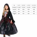 Disfraz de cosplay de bruja vampiro de Halloween para niñas, vestido de fiesta con collar y guía - S / Vestidos / Negro y Rojo (Bruja 001)