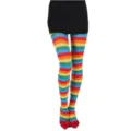 Collants rayés arc-en-ciel colorés pour femmes, bas de costume de fête extensibles. - Collants Clown Arc-en-ciel